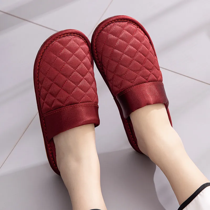 Yalu Wedding Cotton Slipper For Bride, Morning Gown Slippers Celebration Red, Advanced Luxurious Cotton Slippers-3