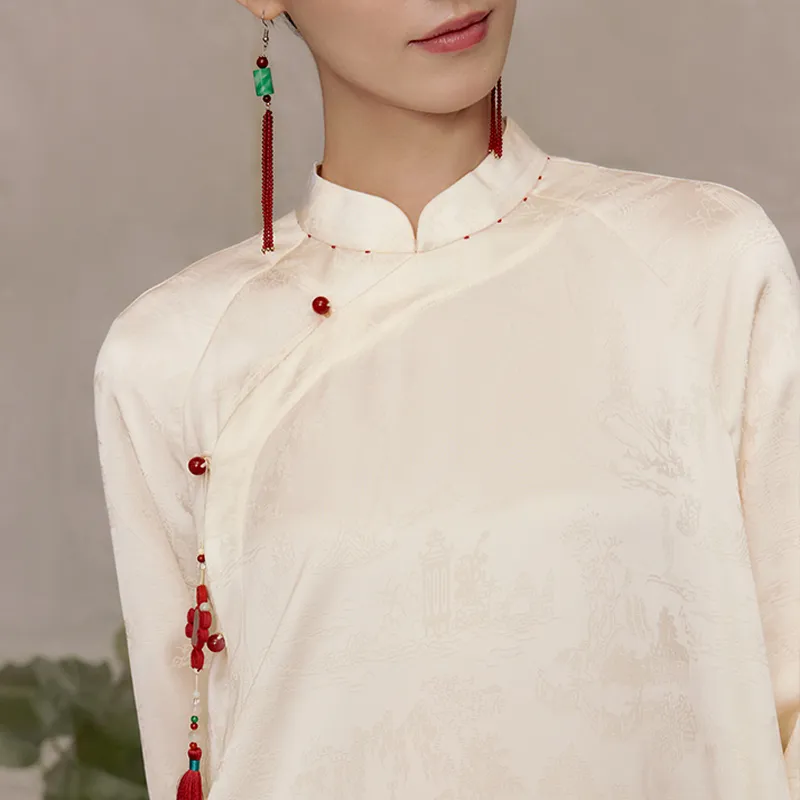 Ginger SS24 Long-Sleeved Dresses Women's Chiffon White-1