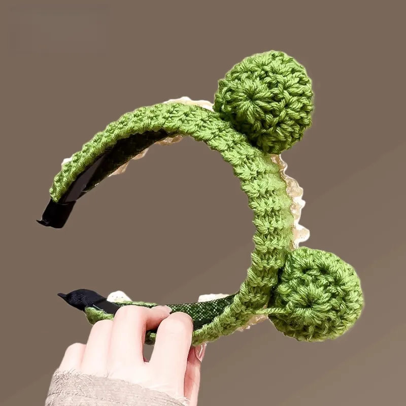 TBoML Knitting Wool Headbands Women's Green/Khaki-2
