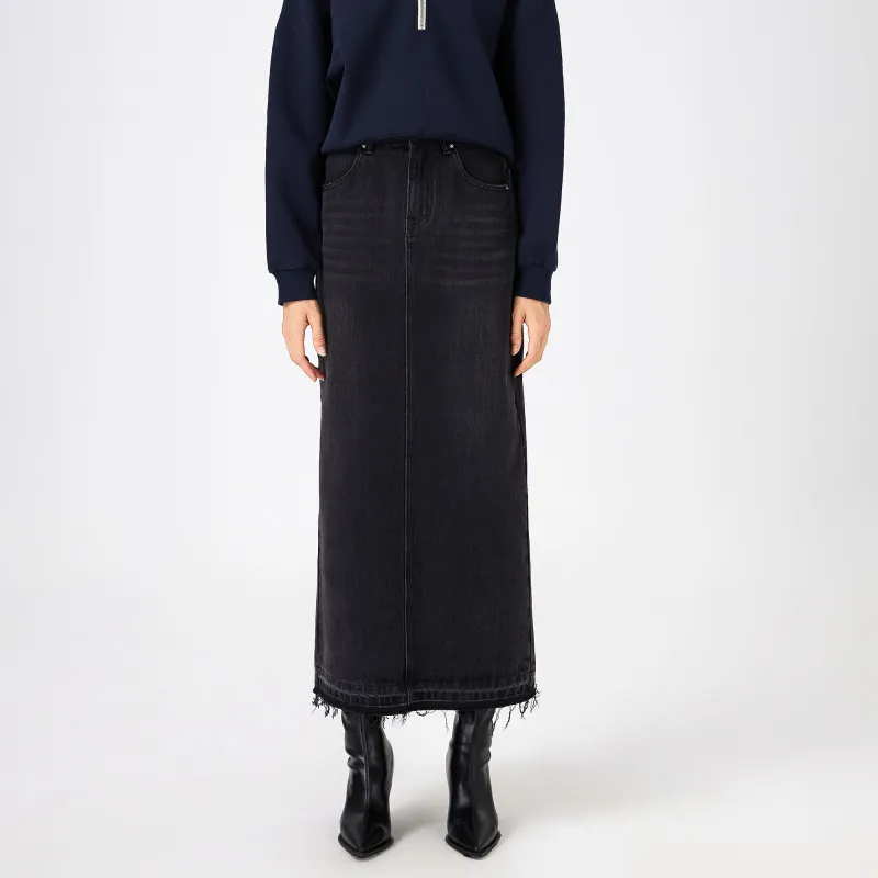2XIST Denim Long Skirts Women's Black Gray Color-5