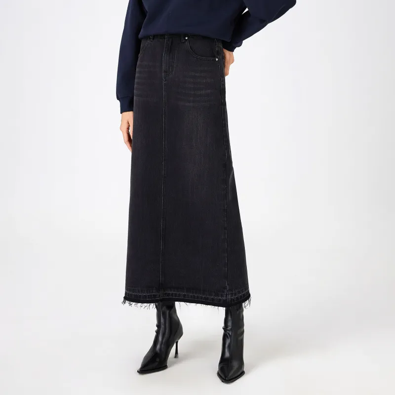 2XIST Denim Long Skirts Women's Black Gray Color-4