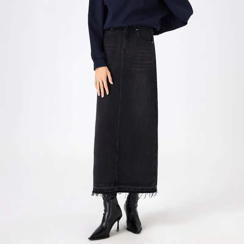 2XIST Denim Long Skirts Women's Black Gray Color-2