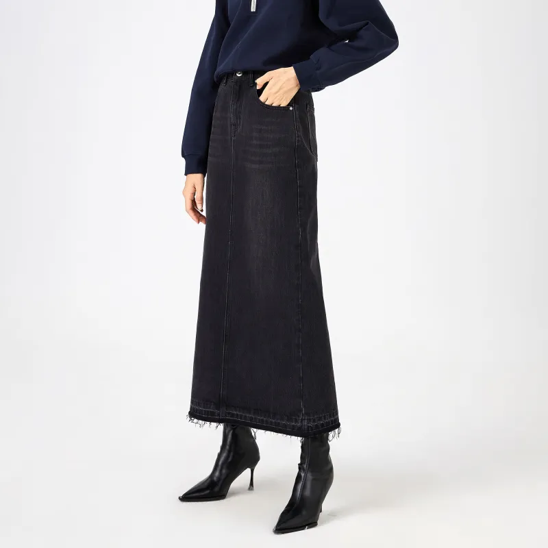 2XIST Denim Long Skirts Women's Black Gray Color-3