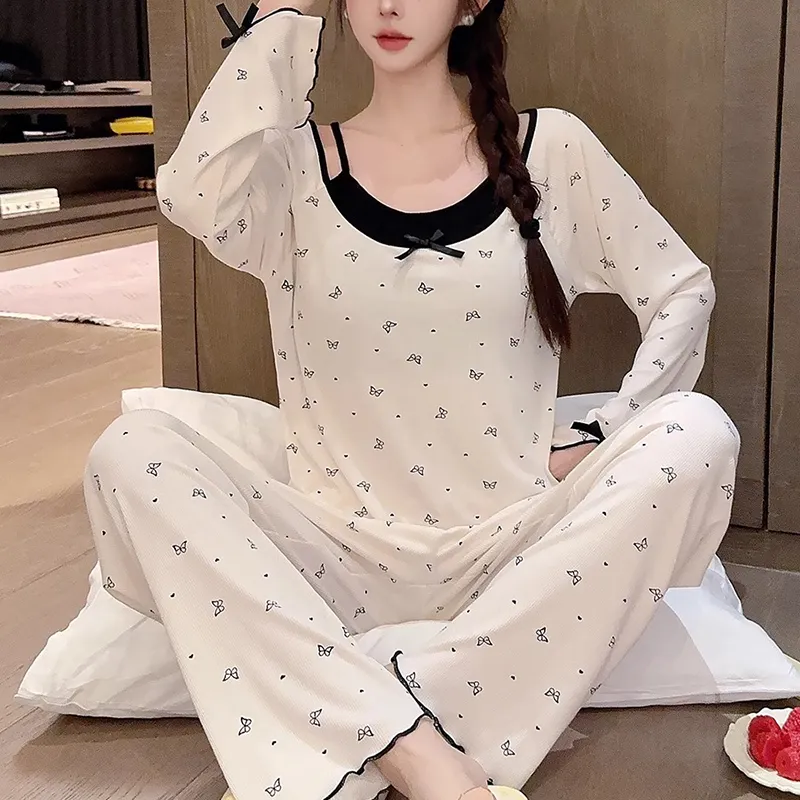 XIUDAI Pajama Set Women's White-2