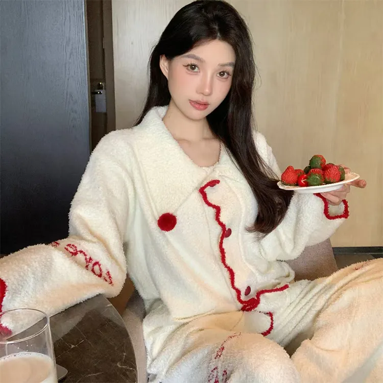 XIUDAI Pajama Set Women's White-5