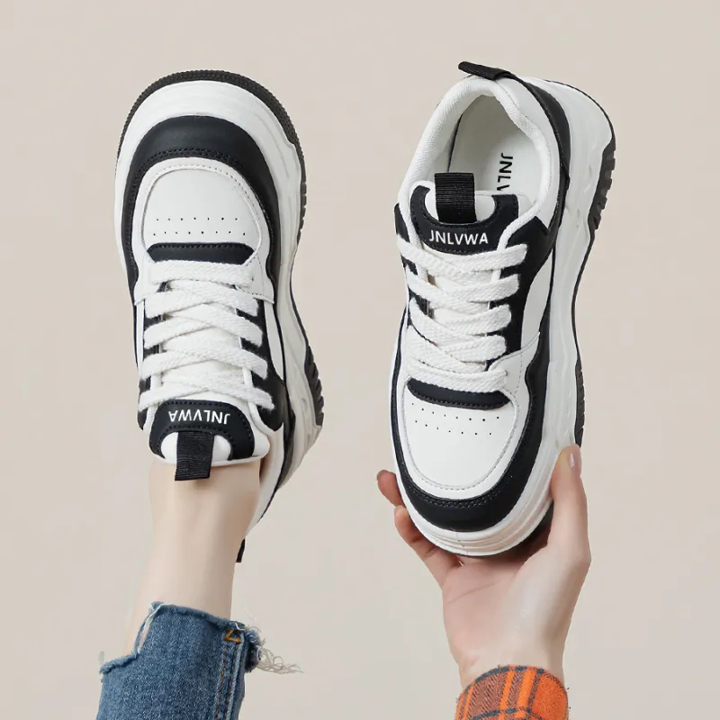 JNLVWA Anti-Slip Wear-Resistant Lightweight Breathable Height Increasing Low-Top Skateboard Shoes Women's-17