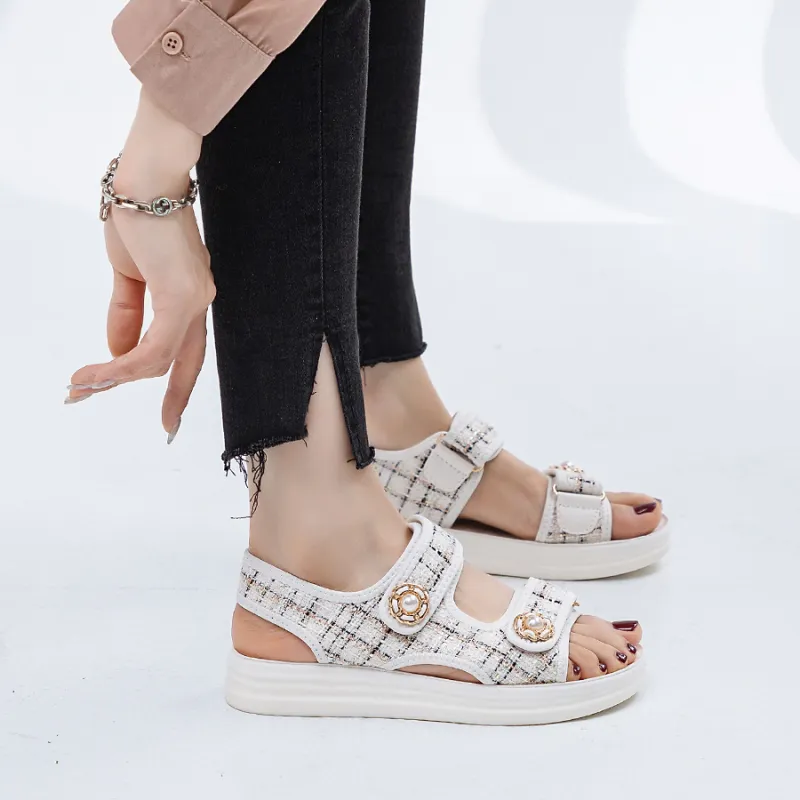 JNLVWA Beach Sandals Women's Black/Beige-4