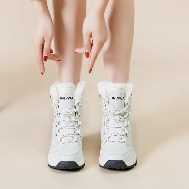 JNLVWA Warm Water Resistant Wear Resistant Slip Resistant Short Snow Boots Women's-1