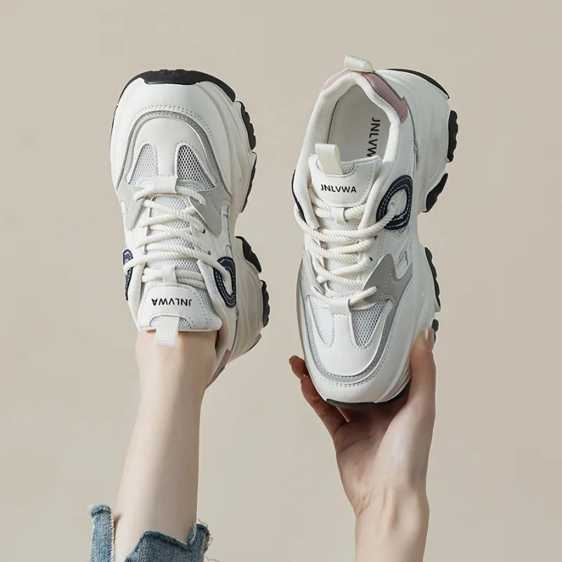 JNLVWA Slip-Resistant Breathable Lightweight Height Increasing Low-Top Chunky Sneakers Women's-22