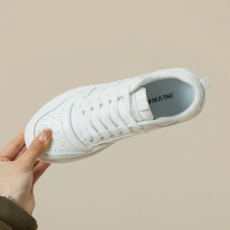 JNLVWA Slip Resistant Water Resistant Wear Resistant Lightweight Breathable Low Top Skateboard Shoes Women's White-4