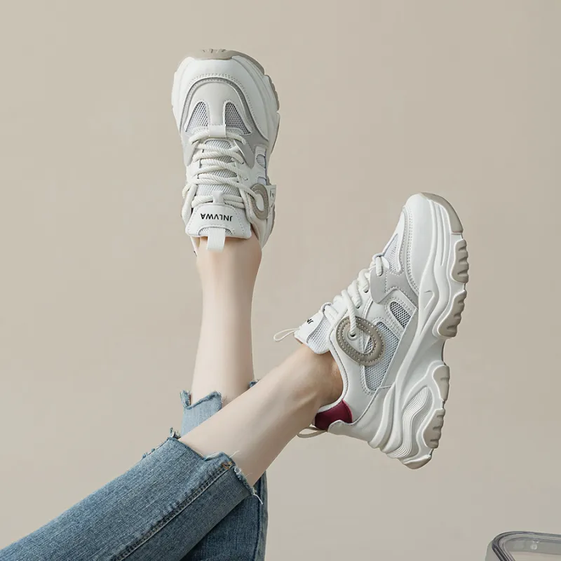 JNLVWA Slip-Resistant Breathable Lightweight Height Increasing Low-Top Chunky Sneakers Women's-14