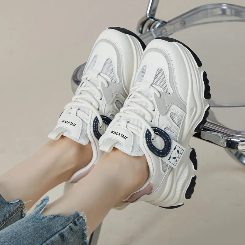 JNLVWA Slip-Resistant Breathable Lightweight Height Increasing Low-Top Chunky Sneakers Women's-24