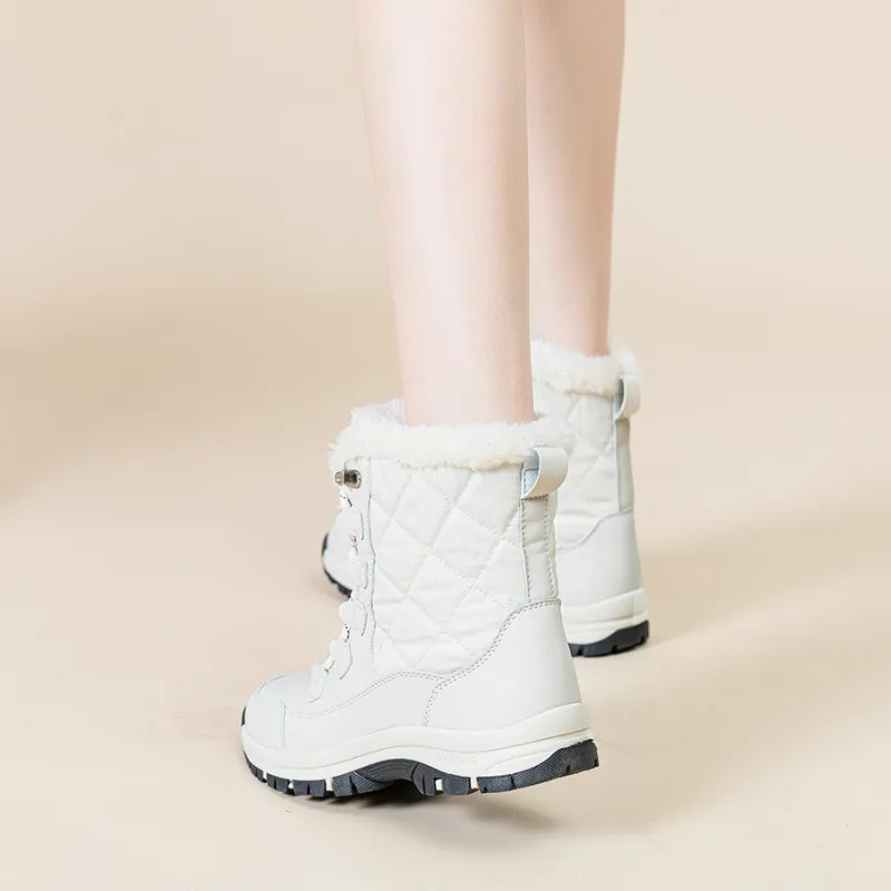 JNLVWA Warm Water Resistant Wear Resistant Slip Resistant Short Snow Boots Women's-4