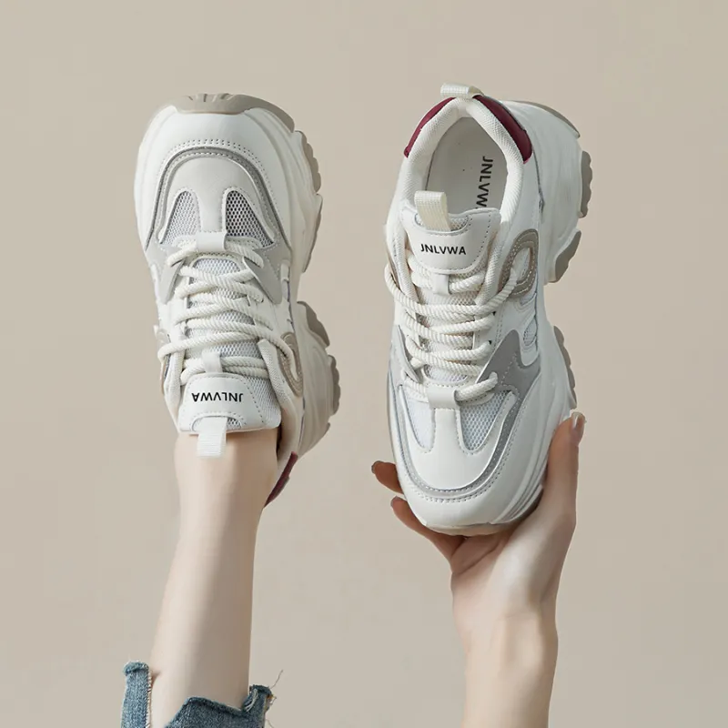 JNLVWA Slip-Resistant Breathable Lightweight Height Increasing Low-Top Chunky Sneakers Women's-13