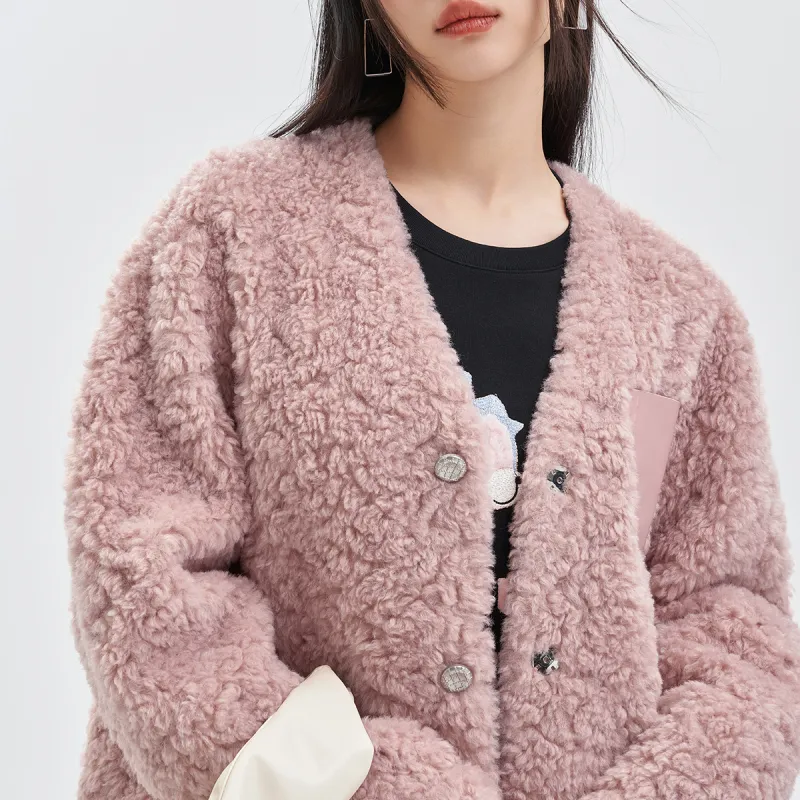 JESSYLINE Velvet feel Coat Women's Light Pink-3