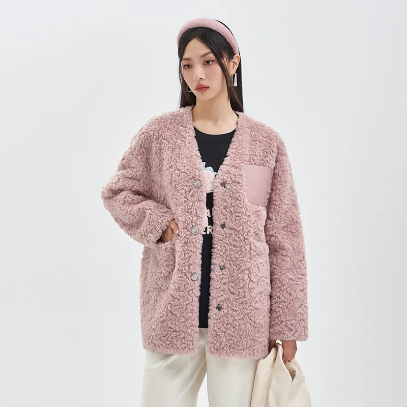 JESSYLINE Velvet feel Coat Women's Light Pink-1