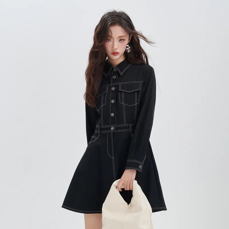 JESSYLINE Long Sleeved Dress Women's Black-2