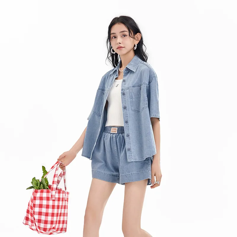 JESSYLINE Shirt Matching Set Women's Denim Blue-3