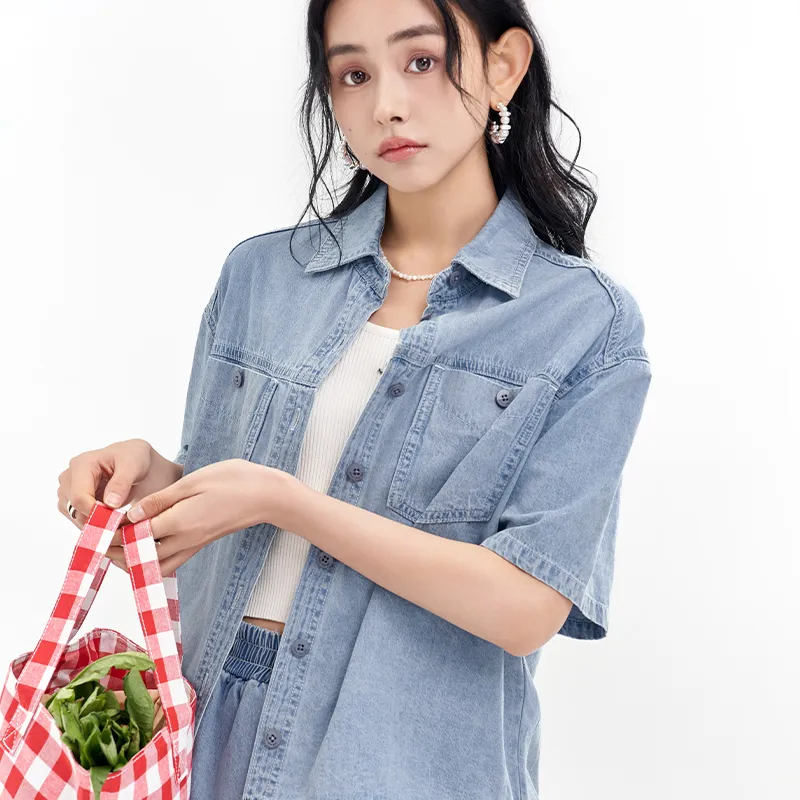 JESSYLINE Shirt Matching Set Women's Denim Blue-4