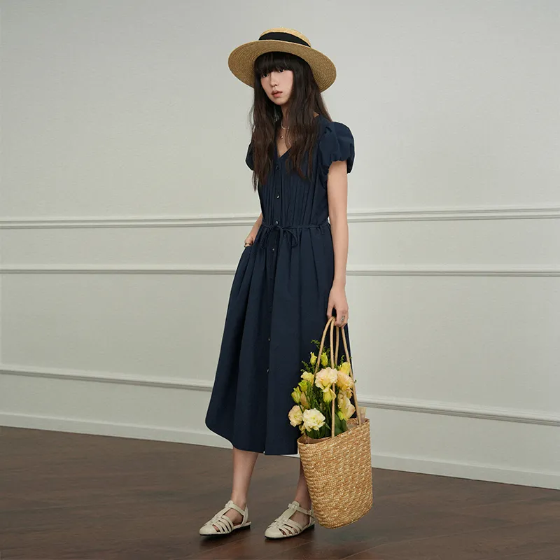 JESSYLINE Short Sleeved Dress Women's Navy Blue-2