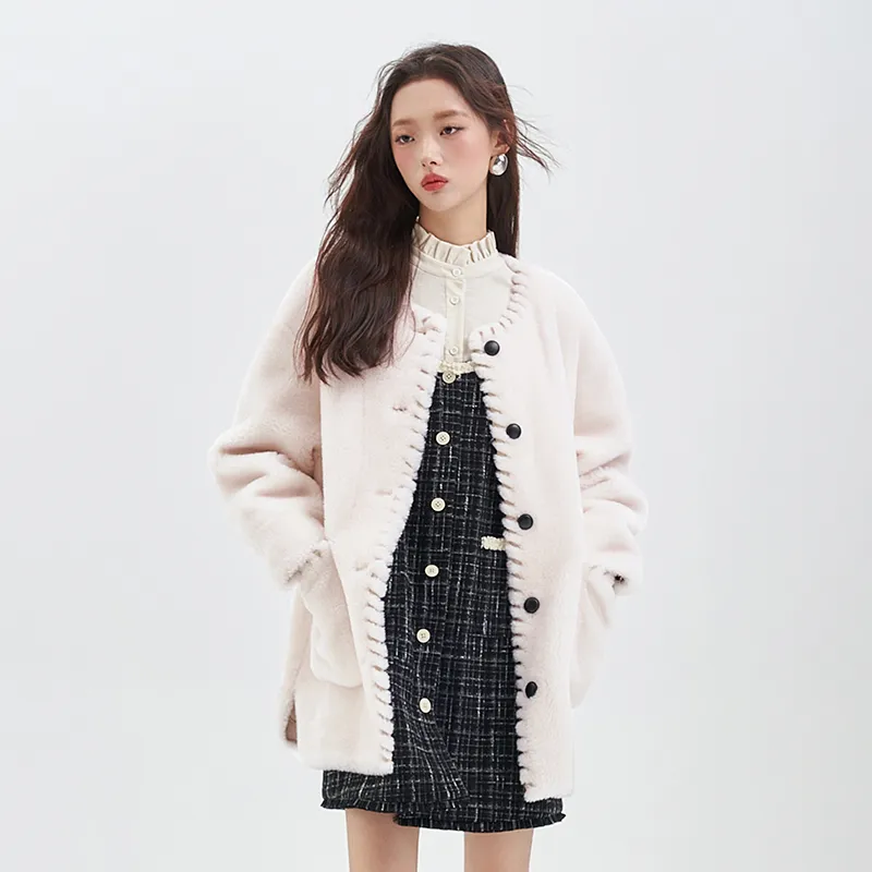 JESSYLINE Velvet feel Coat Women's Ecru-1