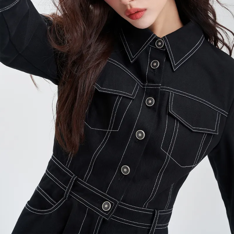 JESSYLINE Long Sleeved Dress Women's Black-3
