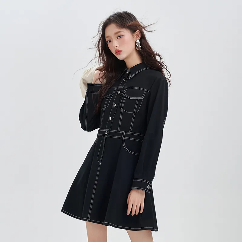 JESSYLINE Long Sleeved Dress Women's Black-1