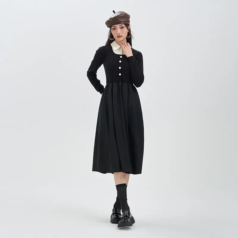 JESSYLINE Long Sleeved Dress Women's Black-1