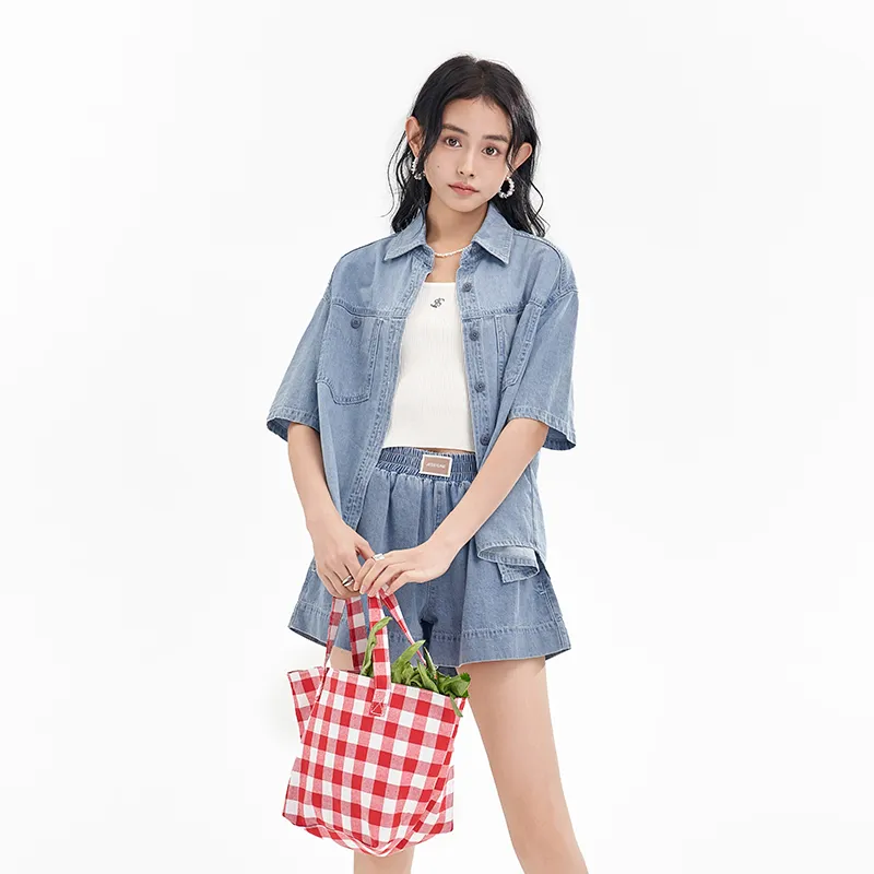 JESSYLINE Shirt Matching Set Women's Denim Blue-2