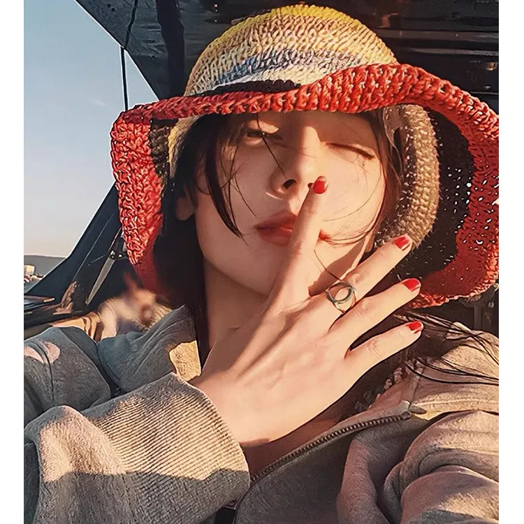 BOOLFEN Straw Woven Bucket Hats Women's-2