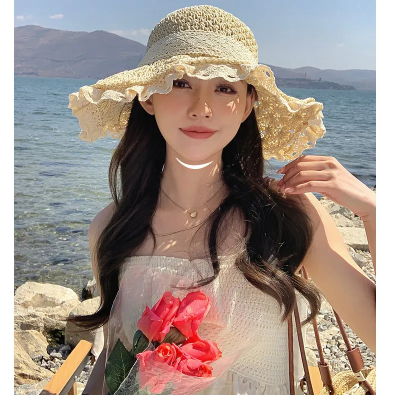 BOOLFEN Straw Woven Bucket Hats Women's-3