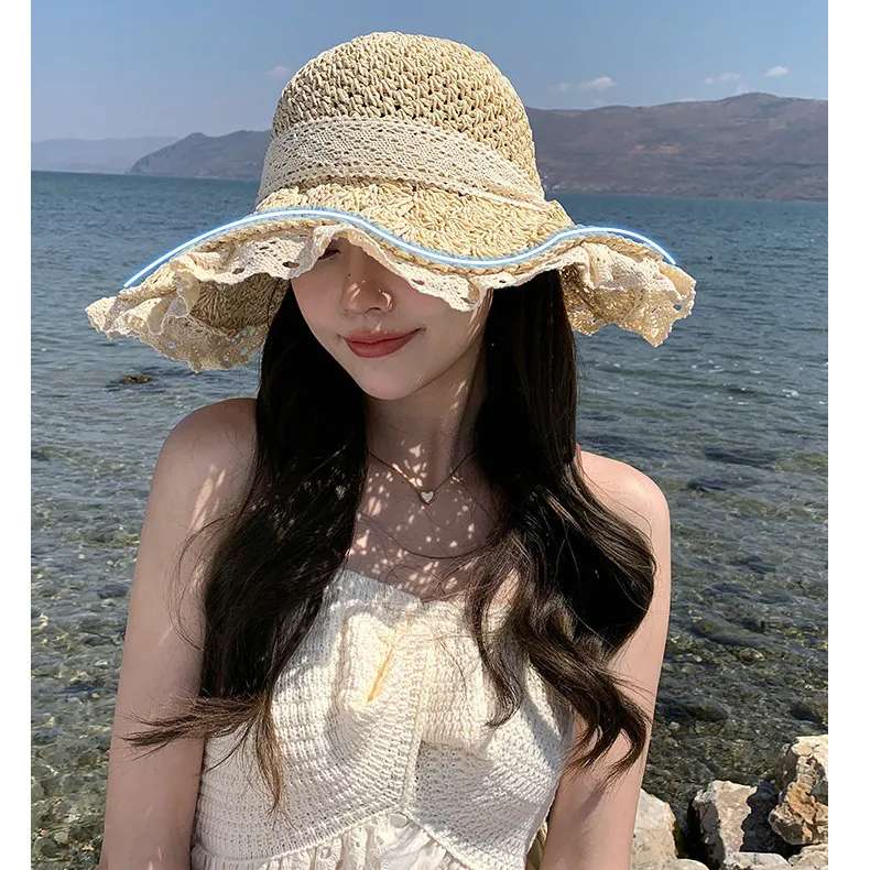BOOLFEN Straw Woven Bucket Hats Women's-4
