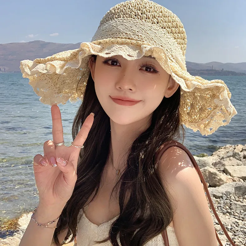 BOOLFEN Straw Woven Bucket Hats Women's-2