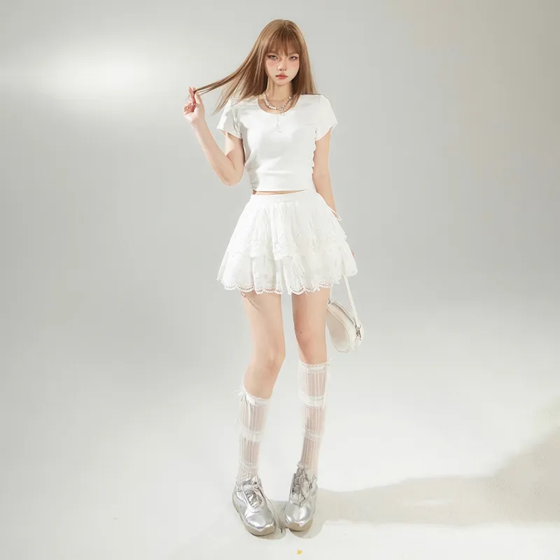 ZRZV Casual Short Skirts Women's White-2