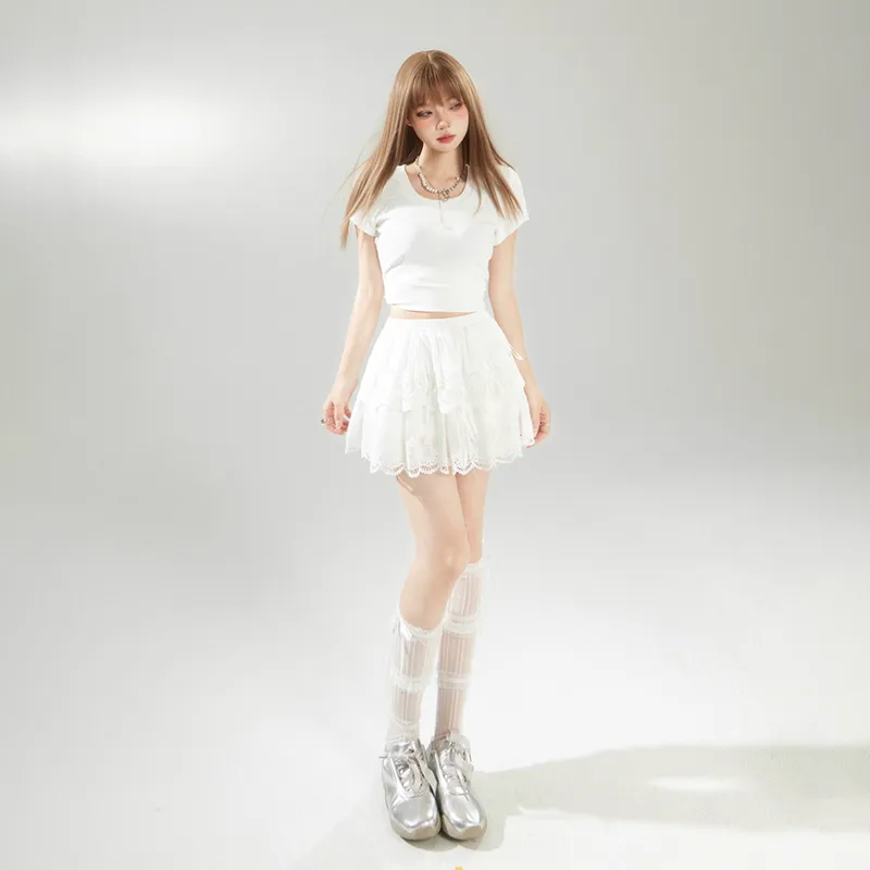 ZRZV Casual Short Skirts Women's White-6