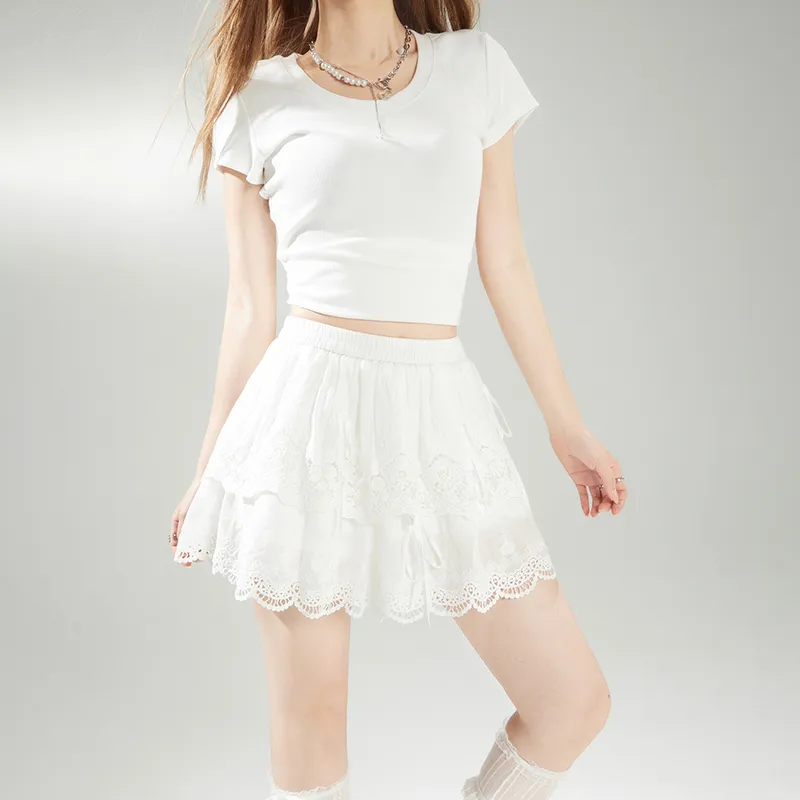 ZRZV Casual Short Skirts Women's White-5