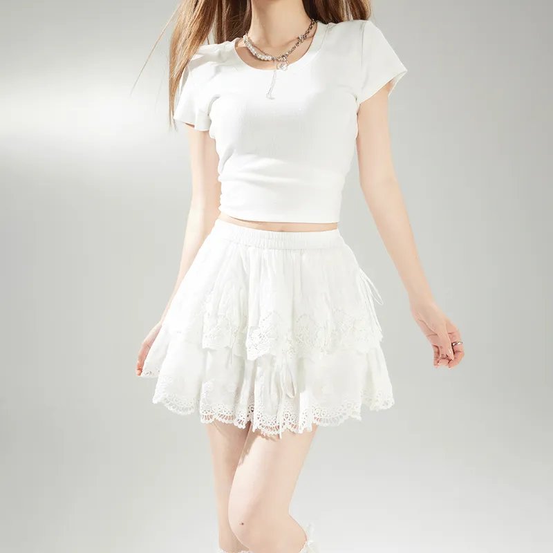 ZRZV Casual Short Skirts Women's White-3