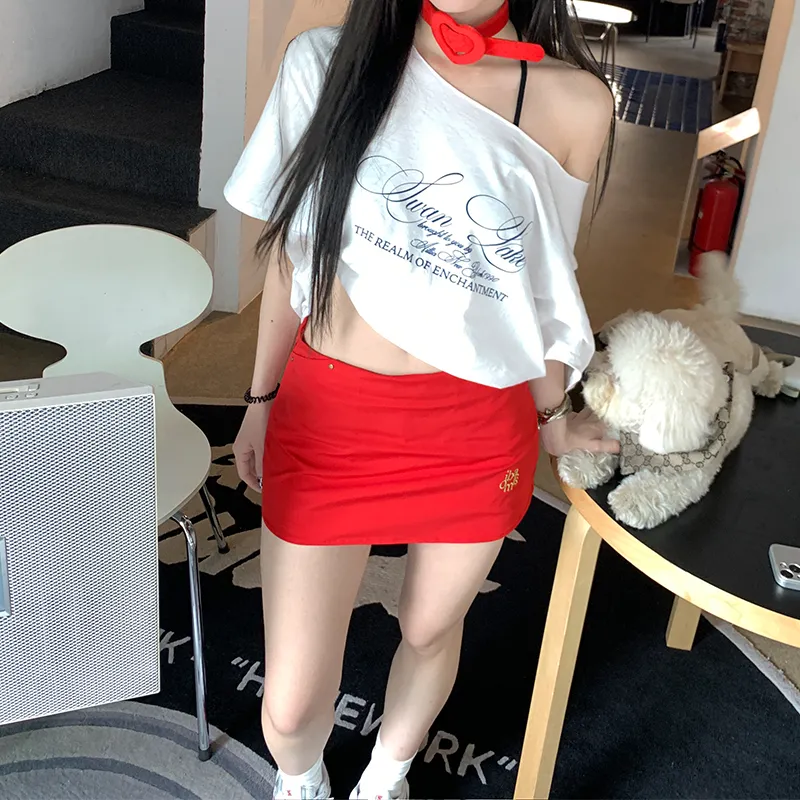 ZRZV Casual Short Skirts Women's Red Mambo-5