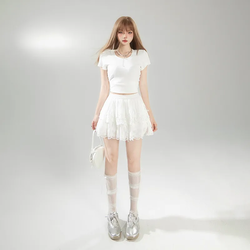 ZRZV Casual Short Skirts Women's White-4