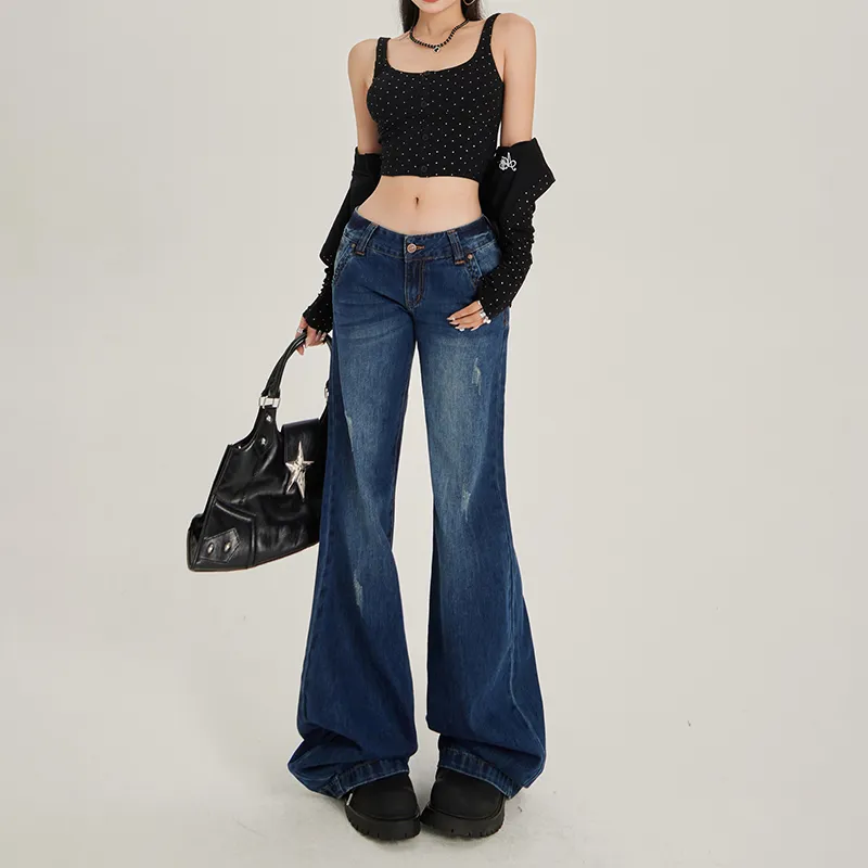 Fashion Classic Jeans Women's Deep Dark Blue-3