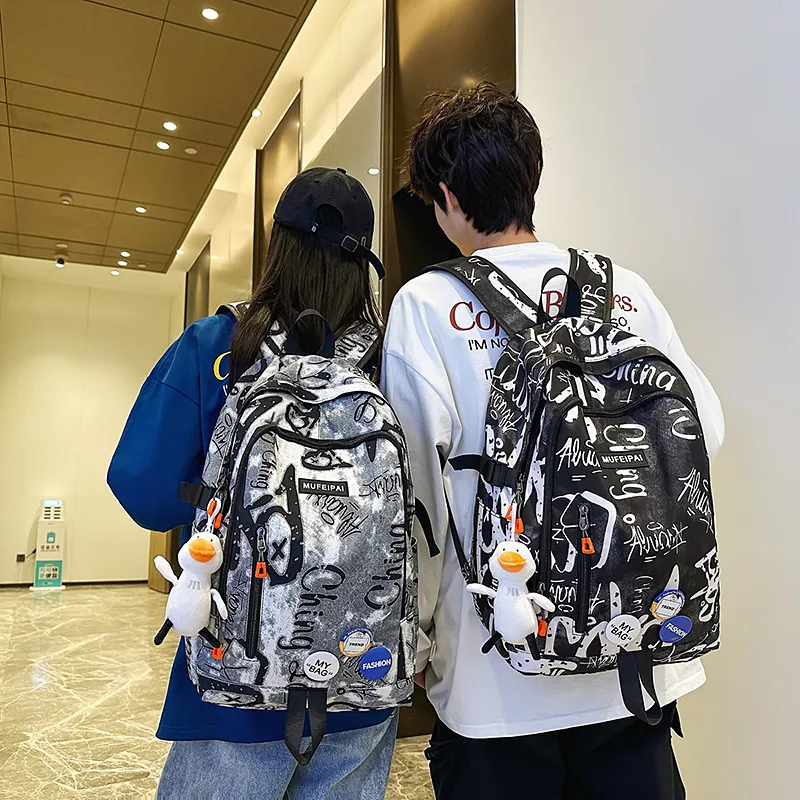 Moonshine Nylon Backpack Unisex Black/White/Blue-2