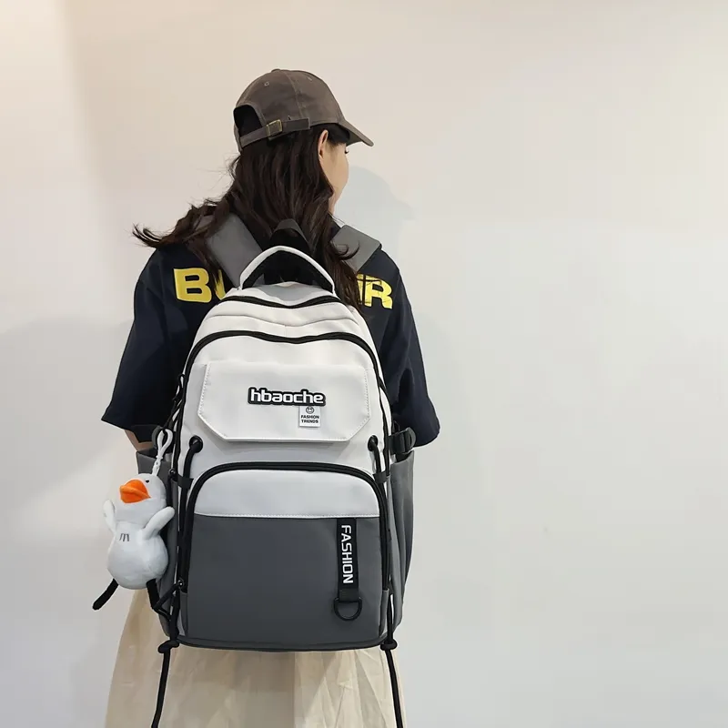 Moonshine Nylon Backpack Travel Bag Laptop Bag Backpack Regular Unisex White/Gray/Blue/Khaki/Green-2