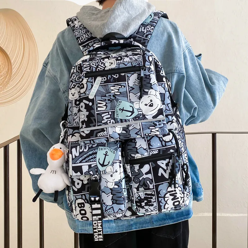 Moonshine Nylon Backpack Students Backpack Backpack Travel Bag Laptop Bag Regular Unisex Multicolor-2