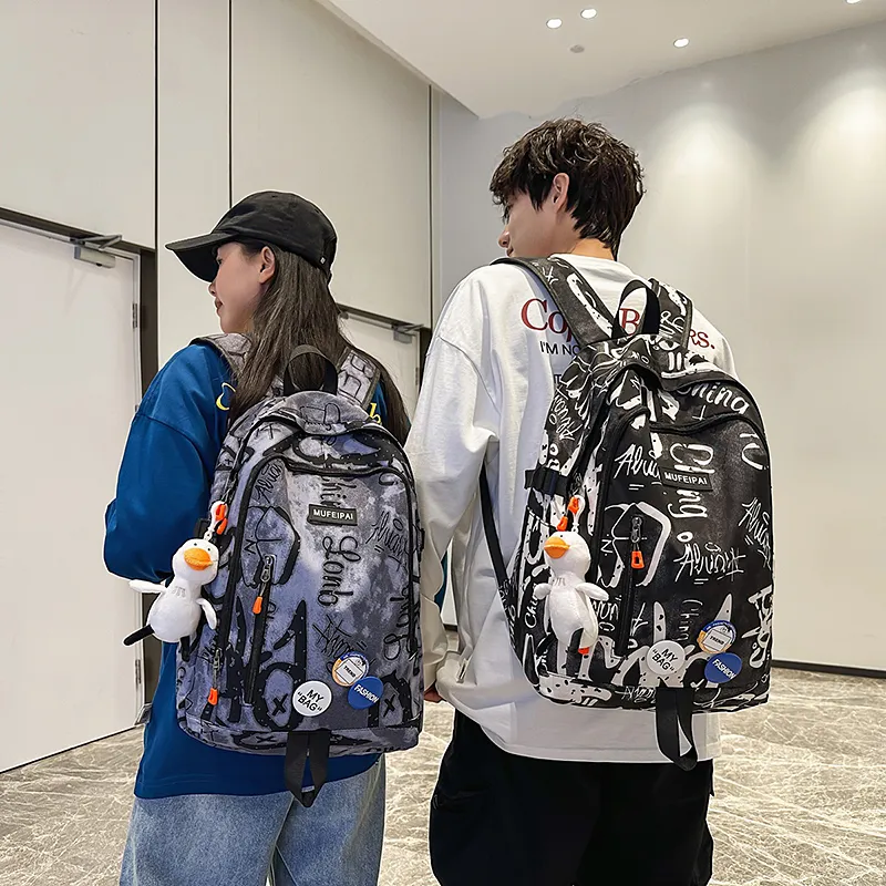 Moonshine Nylon Backpack Unisex Black/White/Blue-10