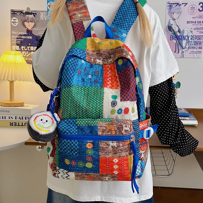 Moonshine Polyester Backpack Unisex Blue/Yellow-2