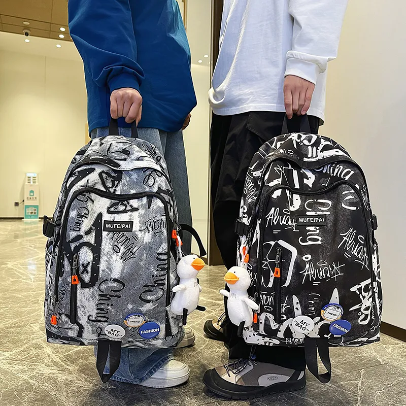 Moonshine Nylon Backpack Unisex Black/White/Blue-7