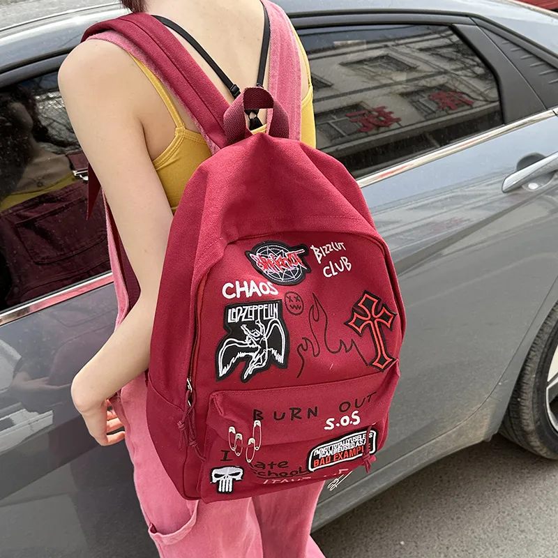 Moonshine Canvas Backpack Regular Unisex Red/Black-2