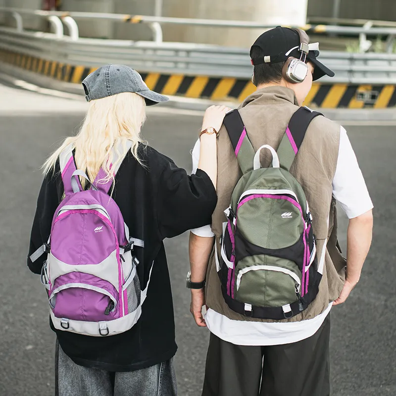 Moonshine Nylon Backpack Unisex Purple/Green-3