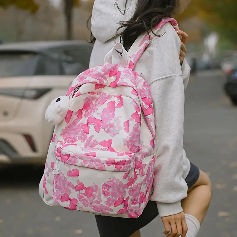 Moonshine Nylon Backpack Large Size Women's Green/Blue/Pink-7