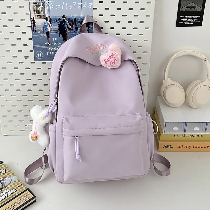 Moonshine Nylon Backpack Unisex Pink/White/Purple/Black/Yellow/Green-13